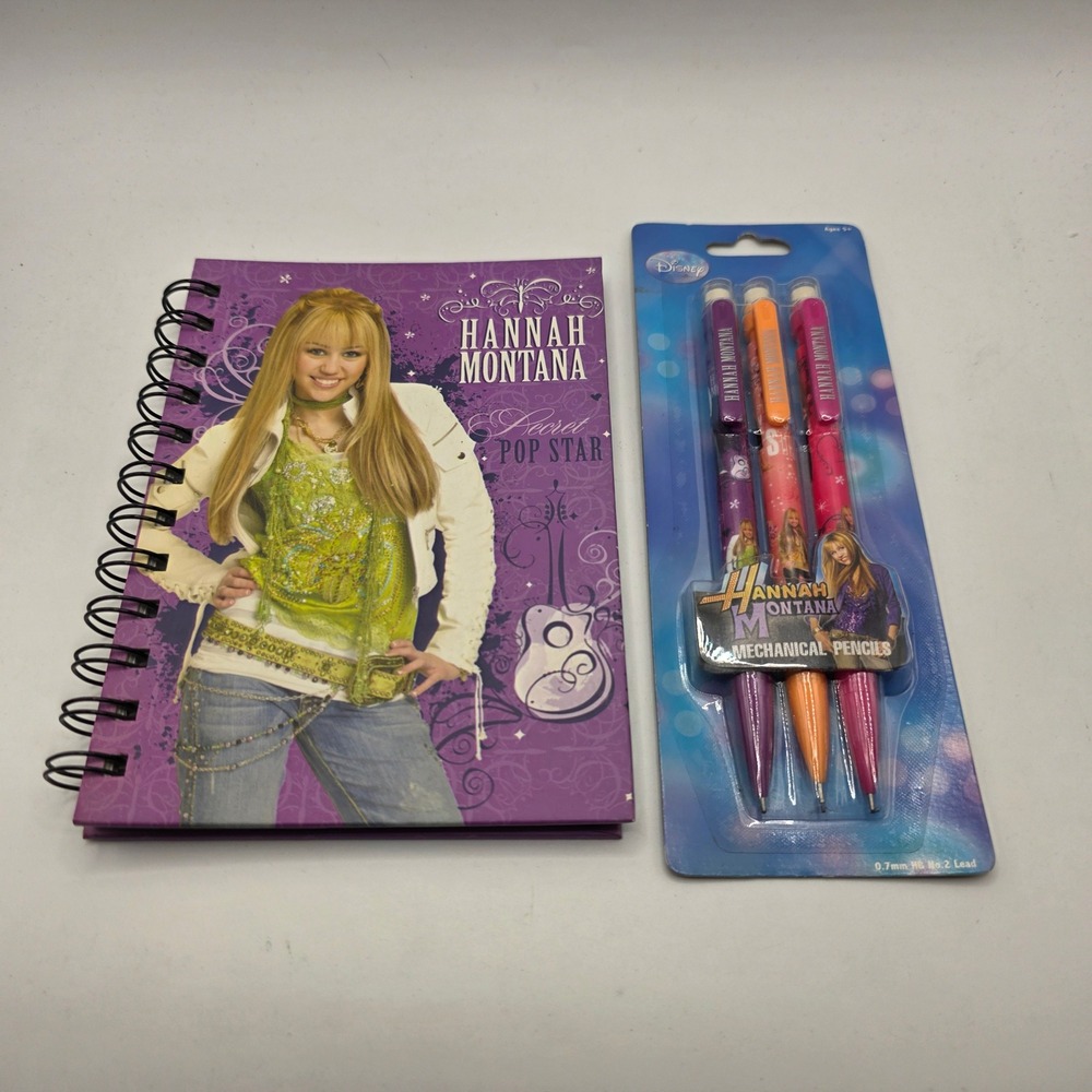 Disney Hannah Montana Secret Pop Star Notebook and Mechanical Pencils Set 2008